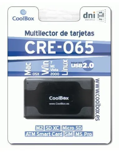 CoolBox CRE-065A Lector Tarjetas Externo Flash/DNIe USB 2.0 Negro