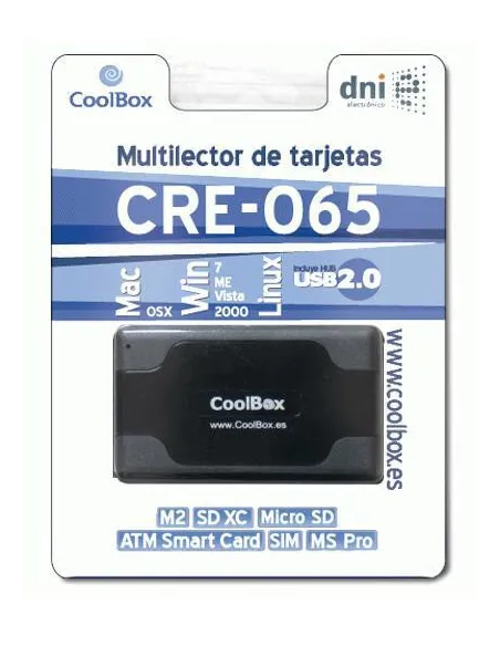 CoolBox CRE-065A Lector Tarjetas Externo Flash/DNIe USB 2.0 Negro