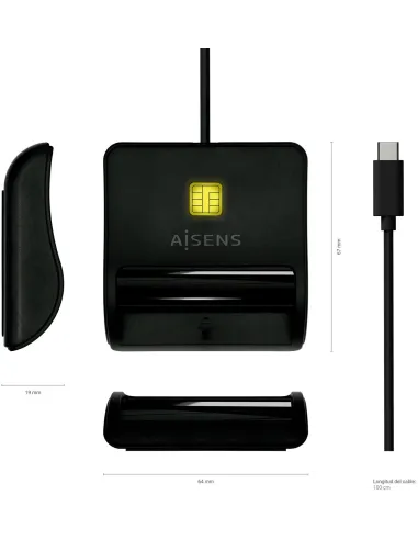 Aisens ASCR-SN03C-BK Lector de Tarjeta DNIe Negro