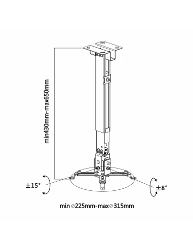 Aisens CWP01TSE-047 Soporte de Techo/Pared para Proyector Máx. 20Kg Negro