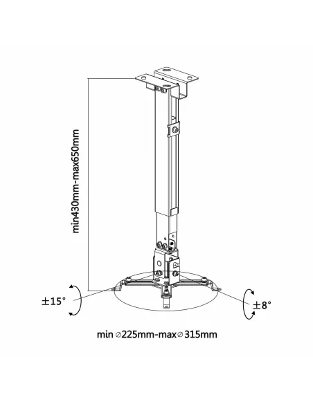 Aisens CWP01TSE-047 Soporte de Techo/Pared para Proyector Máx. 20Kg Negro