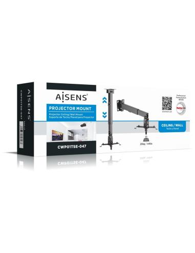Aisens CWP01TSE-047 Soporte de Techo/Pared para Proyector Máx. 20Kg Negro