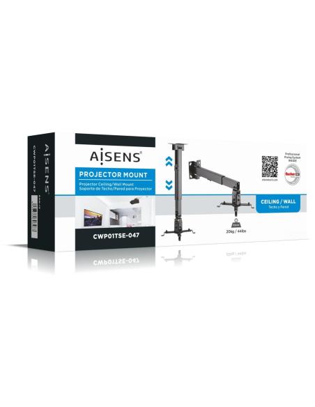 Aisens CWP01TSE-047 Soporte de Techo/Pared para Proyector Máx. 20Kg Negro