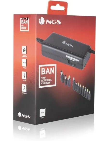 NGS Ban Cargador para Portátil 90W Negro