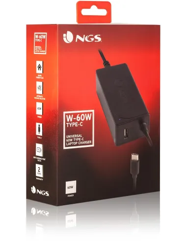NGS Ban Cargador para Portátil 90W Negro