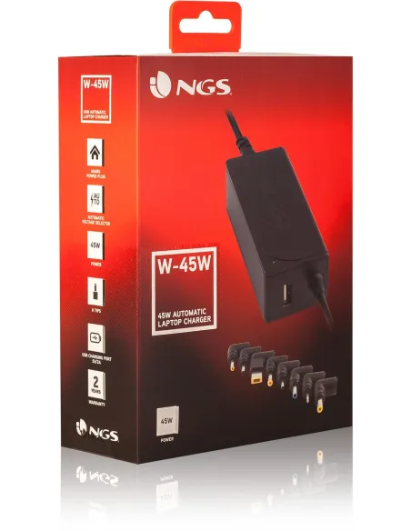 NGS W-45W Cargador Universal para Portátil 90W Negro