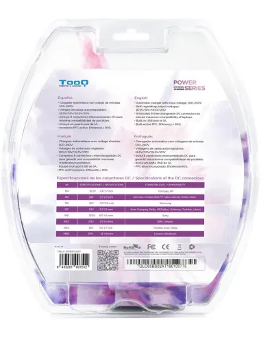TooQ TQLC65BS02AT Cargador Universal para Portátil 65 W Negro
