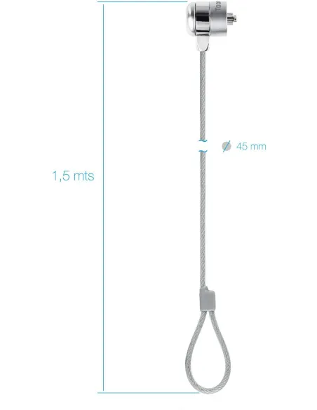 TooQ TQCLKC0025 Cable de Seguridad con Llave para Portátiles 1.5m Gris