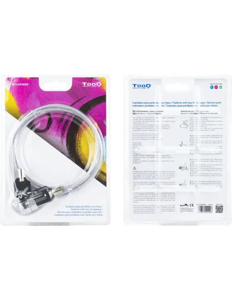 TooQ TQCLKC0025 Cable de Seguridad con Llave para Portátiles 1.5m Gris