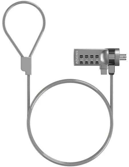 Aisens ASLK-D40N01-SL Cable de Seguridad con Cerradura de Combinacion para Portatil 1.5m Gris