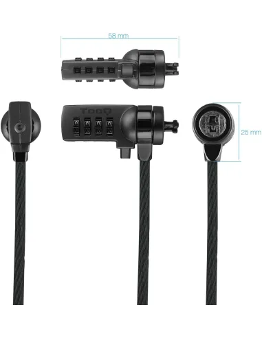 TooQ TQCLKC0015-G Cable de Seguridad con Combinación para Portátiles 1.5m Negro