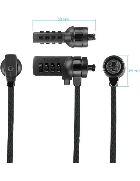 TooQ TQCLKC0015-G Cable de Seguridad con Combinación para Portátiles 1.5m Negro