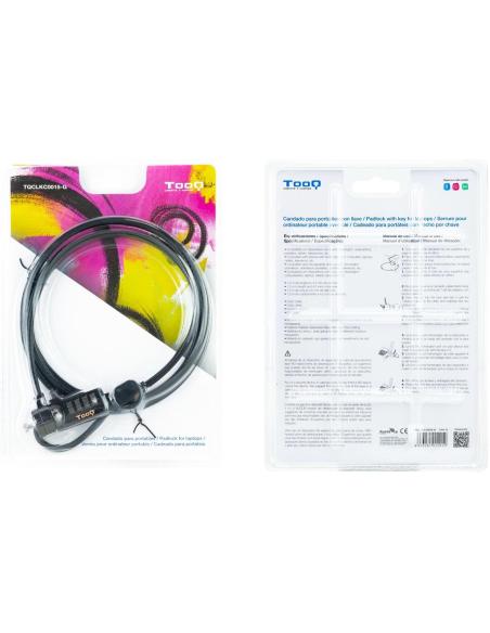 TooQ TQCLKC0015-G Cable de Seguridad con Combinación para Portátiles 1.5m Negro