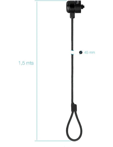 TooQ TQCLKC0025-G Cable de Seguridad con Llave para Portátiles 1.5m Negro