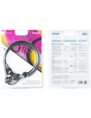 TooQ TQCLKC0025-G Cable de Seguridad con Llave para Portátiles 1.5m Negro
