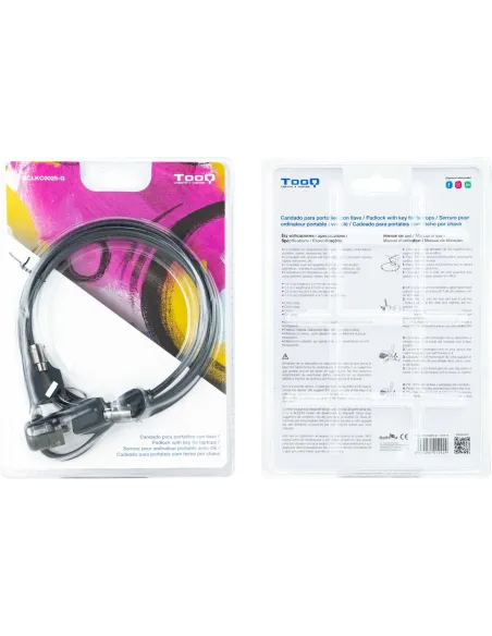 TooQ TQCLKC0025-G Cable de Seguridad con Llave para Portátiles 1.5m Negro