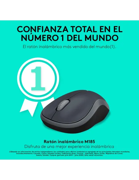 Logitech 910-002235 M185 Ratón Inalámbrico 1000DPI Negro