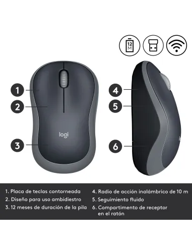 Logitech 910-002235 M185 Ratón Inalámbrico 1000DPI Negro