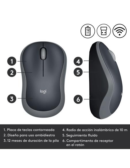 Logitech 910-002235 M185 Ratón Inalámbrico 1000DPI Negro