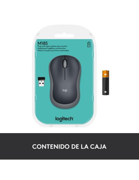 Logitech 910-002235 M185 Ratón Inalámbrico 1000DPI Negro