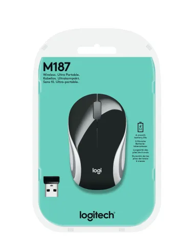 Logitech M187 Ratón Inalámbrico Mini Negro