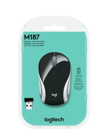 Logitech M187 Ratón Inalámbrico Mini Negro
