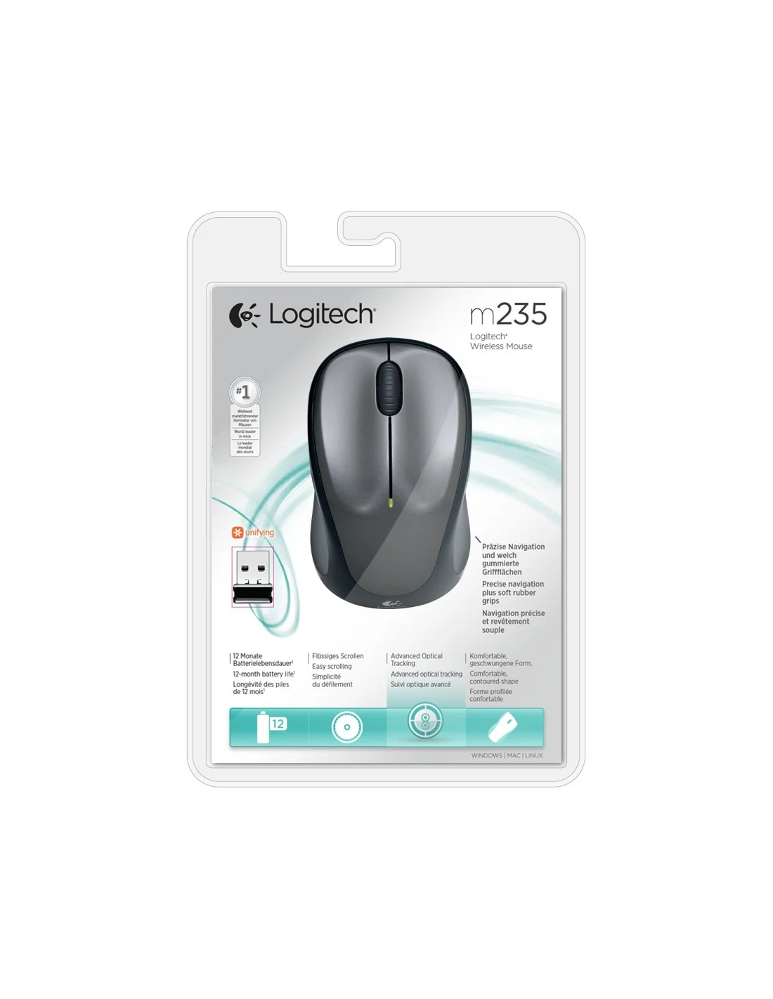 Logitech M235 Ratón Inalámbrico 1000DPI