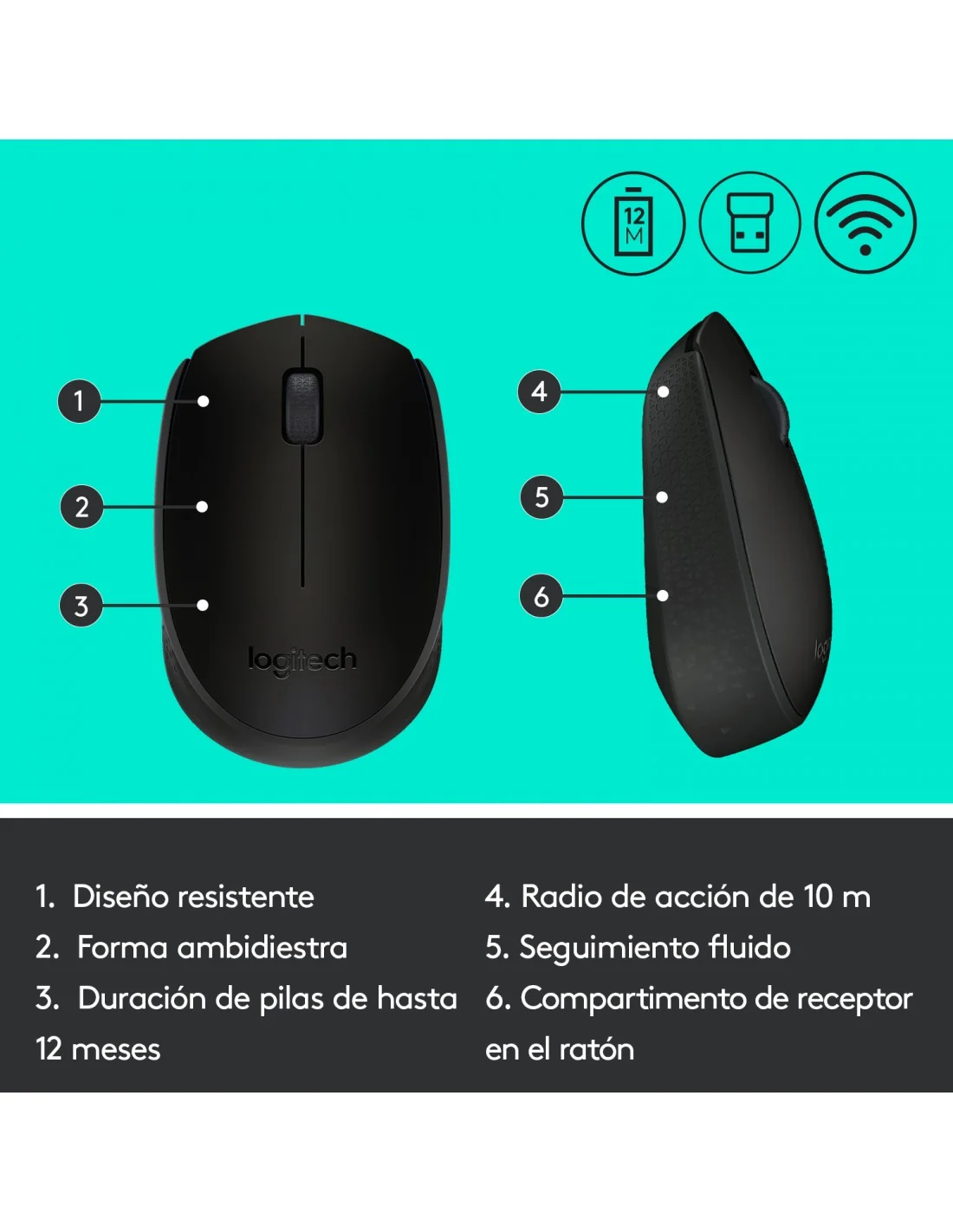 Logitech M171 Ratón Inalámbrico Negro