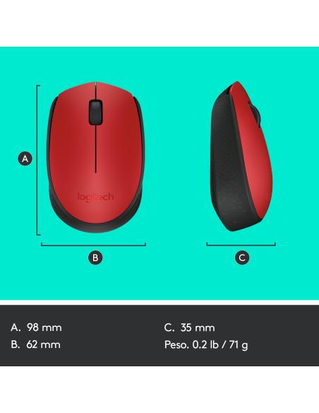 Logitech M171 Ratón Inalámbrico Rojo