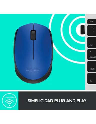 Logitech M171 Ratón Inalámbrico Azul