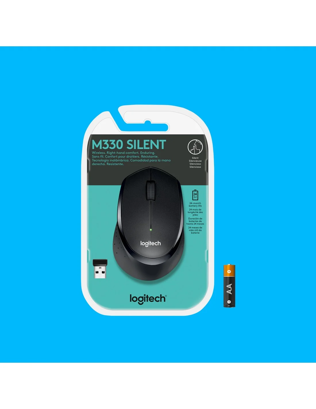 Logitech M330 Silent Plus Ratón Inalámbrico Negro 1000DPI