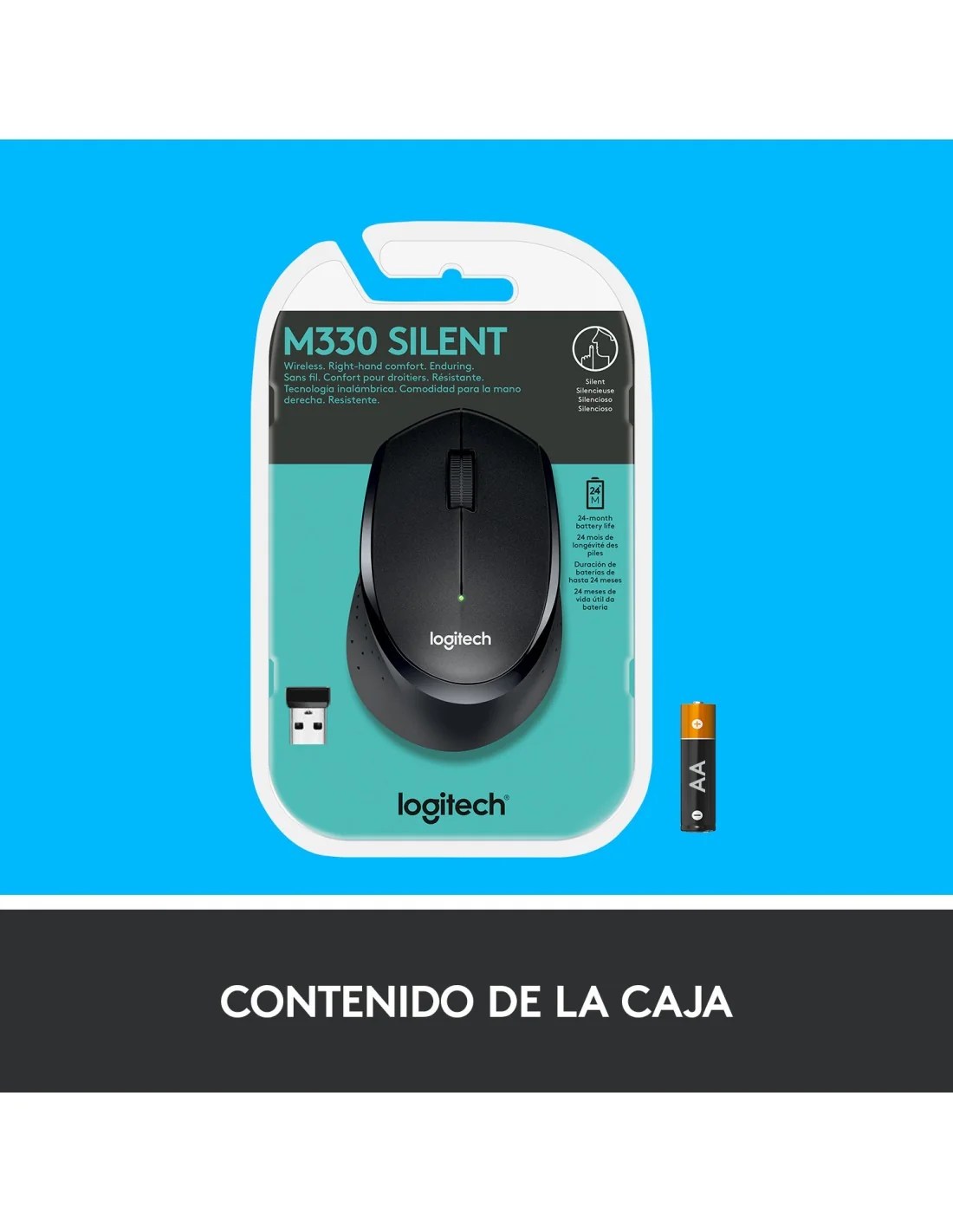 Logitech M330 Silent Plus Ratón Inalámbrico Negro 1000DPI