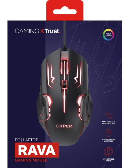 Trust GXT 108 Rava Ratón Gaming 2000DPI Negro