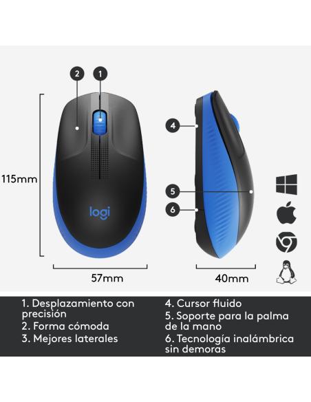 Logitech 910-005907 M190 Ratón Inalámbrico 1000 DPI Azul