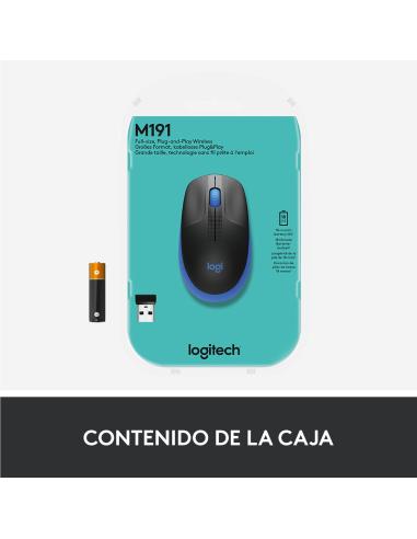 Logitech 910-005907 M190 Ratón Inalámbrico 1000 DPI Azul