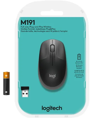 Logitech M190 Ratón Inalámbrico 1000DPI Gris