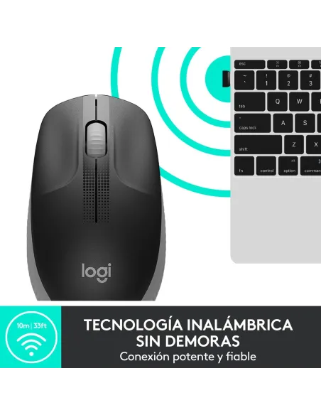 Logitech M190 Ratón Inalámbrico 1000DPI Gris