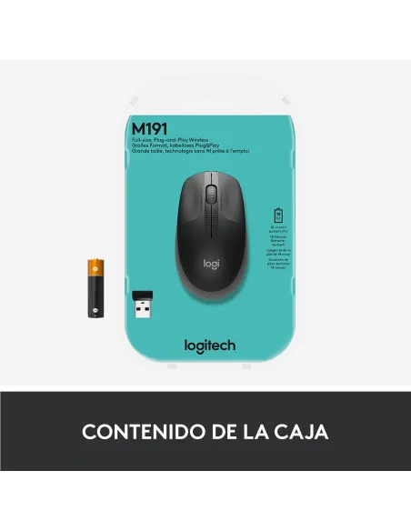 Logitech M190 Ratón Inalámbrico 1000DPI Gris