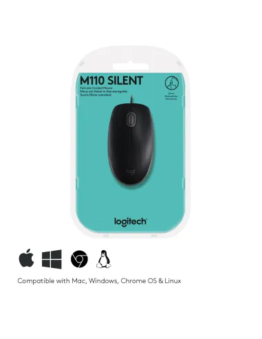 Logitech B110 Silent Ratón USB 1000 DPI Negro