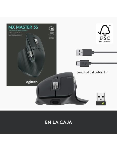 Logitech MX Master 3S Performance Ratón Inalámbrico 8000 DPI Negro