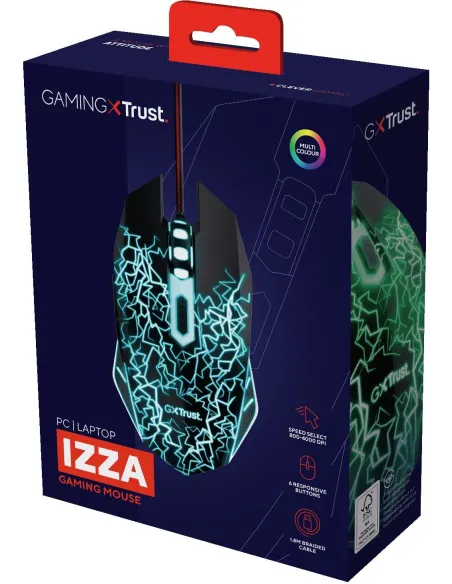 Trust GXT 105X Izza Ratón Gaming LED con 6 Botones 4000DPI Negro