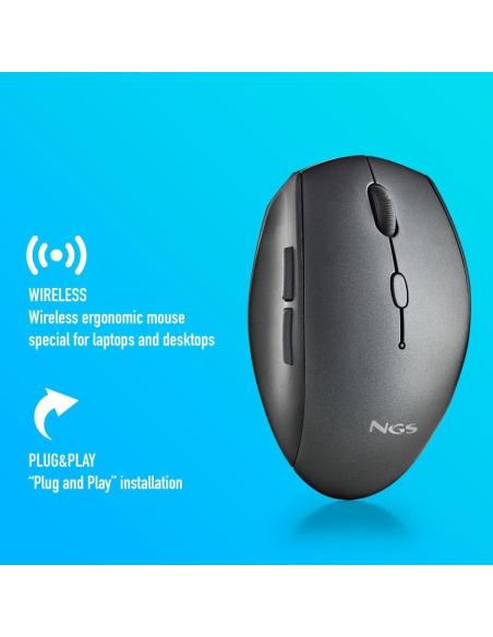NGS BEEBLACK Ratón Inalámbrico 1600DPI Negro