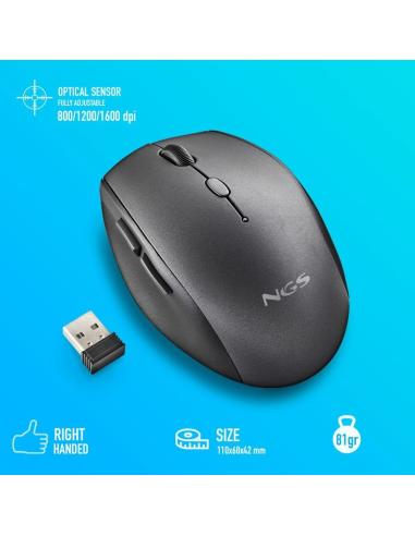 NGS BEEBLACK Ratón Inalámbrico 1600DPI Negro