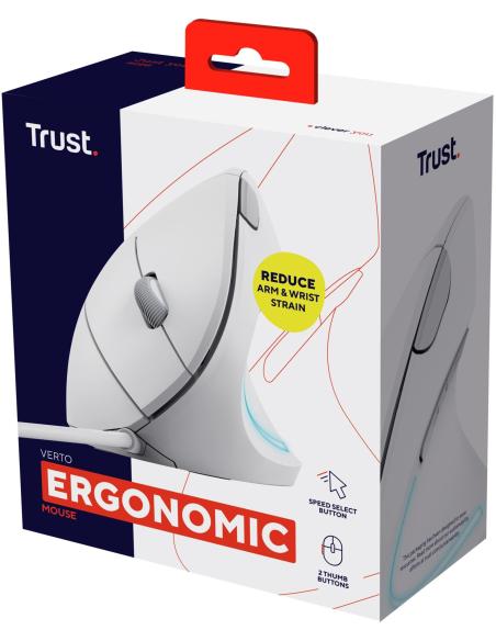 Trust Verto Ratón Ergonómico Vertical USB Blanco