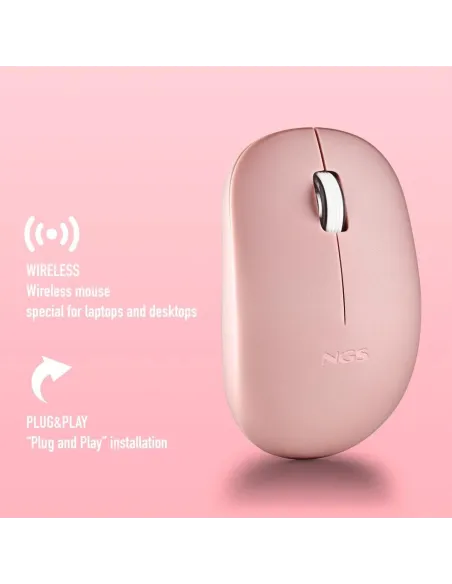 NGS FOG PRO Ratón Inalámbrico Rosa