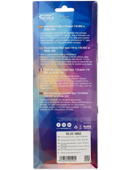 Nanocable 10.31.1002 Insertadora Tipo 110 Naranja y Gris