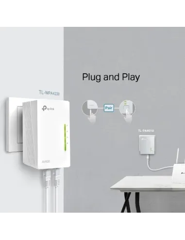TP-Link TL-WPA4220 TKIT PLC Powerline Red Eléctrica AV600 + WiFi 4 N300 3 Unidades