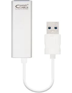 Nanocable 10.03.0401 Adaptador USB-A a RJ-45 Ethernet Gigabit 15cm Blanco-RED40537