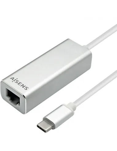 Aisens A109-0341 Adaptador USB-C a RJ-45 Ethernet Rápido LAN 15cm Plata y Blanco