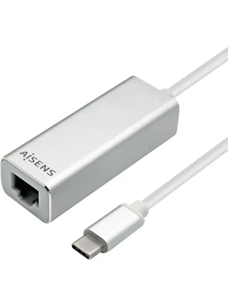 Aisens A109-0341 Adaptador USB-C a RJ-45 Ethernet Rápido LAN 15cm Plata y Blanco